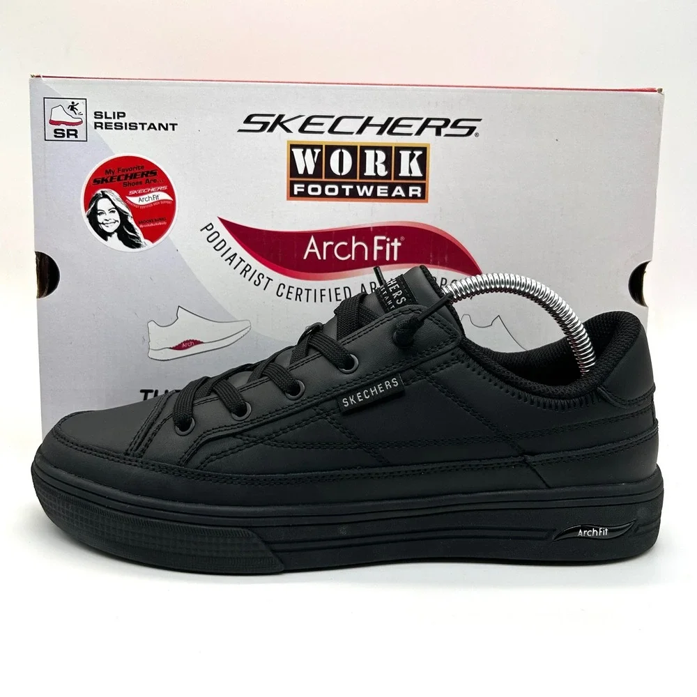 Skechers Arch Fit Arcade SR Work Shoes Womens 10 Black Slip Resistant Sneakers